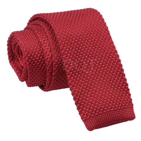 Men's Burgundy Knitted Tie