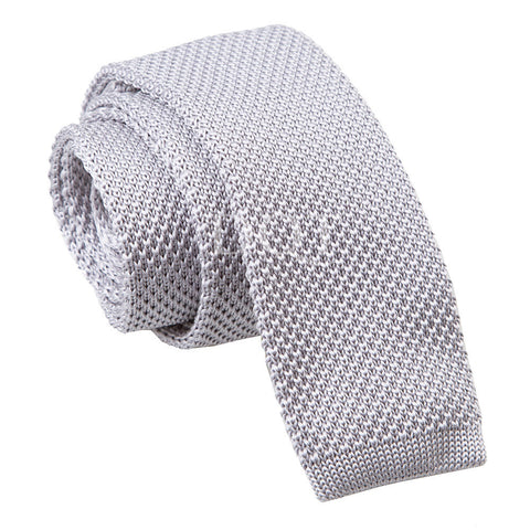 Men's Silver Knitted Tie
